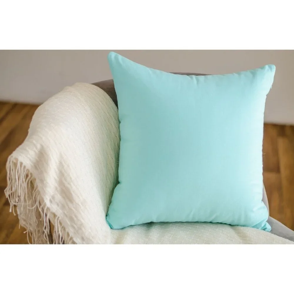 NEW Turquoise Throw Pillow Covers 2 Pack 100% Cotton Canvas 18x18 Pillow Cases